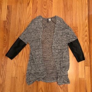 Cardigan with leather sleeves